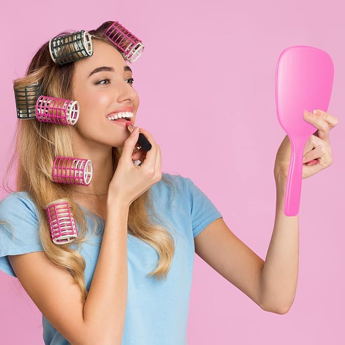 60 Pcs 7.09 x 3.14 Inch Hand Handheld Mirror with Handle Plastic Compact Travel Makeup Cosmetic Mirror Small Personal Portable Hand Held Mirror for Home Vanity Camping (Green, Pink, Blue, Purple)