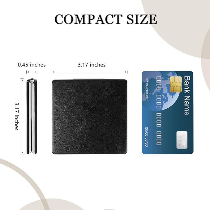 1X/2X Compact Mirror with PU Leather, Magnifying Folding Pocket Makeup Mirror for Purses and Travel