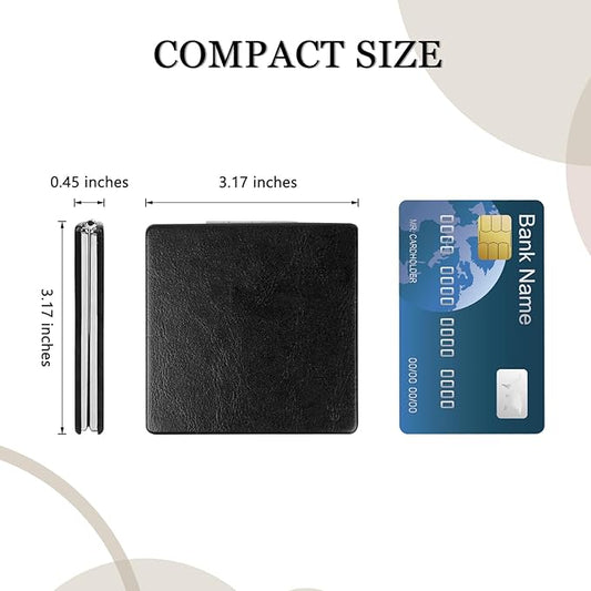 1X/2X Compact Mirror with PU Leather, Magnifying Folding Pocket Makeup Mirror for Purses and Travel
