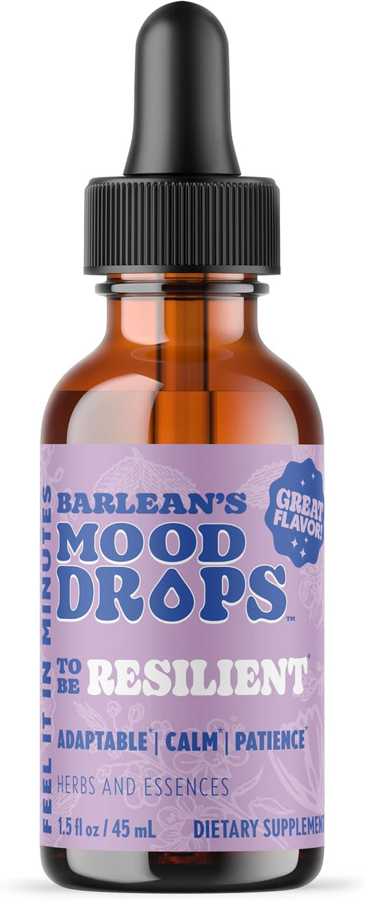 Barlean's Mood Booster Supplement, Resilient L Theanine Liquid Drop Supplements for Men and Women, Adaptogen Herbs Drops, 1.5 oz