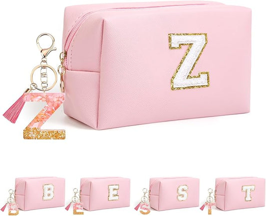 Birthday Gifts for Women Her,Travel Cute Makeup Bag,Large Capacity Cosmetic Bags for Women Makeup Pouch PU Leather Waterproof Cosmetic Bag (Z, Pink)