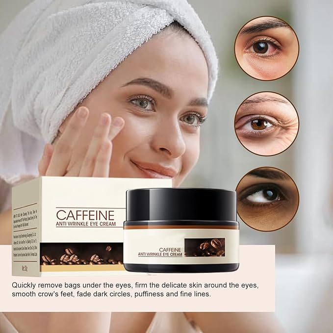 Retinol Caffeine Anti-Wrinkle Stay-Up Late Eye Cream, Retinol Caffeine Anti-Wrinkle Cream, Anti-Aging Eye Cream for Dark Circles & Puffiness (2PC)