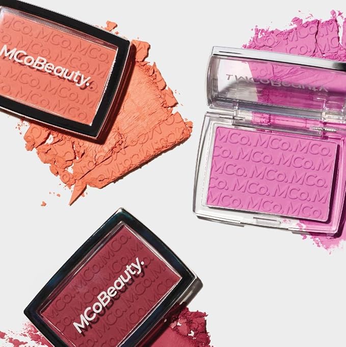 MCoBeauty Glow Up pH Powder Blush - Peach Pop, Customizable Matte Blush, Vegan, Cruelty Free Cosmetics