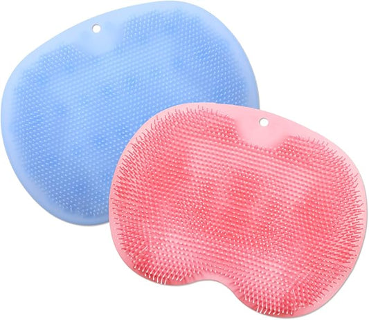 2 Pieces Shower Foot Scrubber Mat Silicone Shower Foot Massager Back Washer for Shower Back Scrubber Exfoliate Feet Scrubber with Non Slip Suction Cups Foot Cleaner for Men and Women, 2 Colors