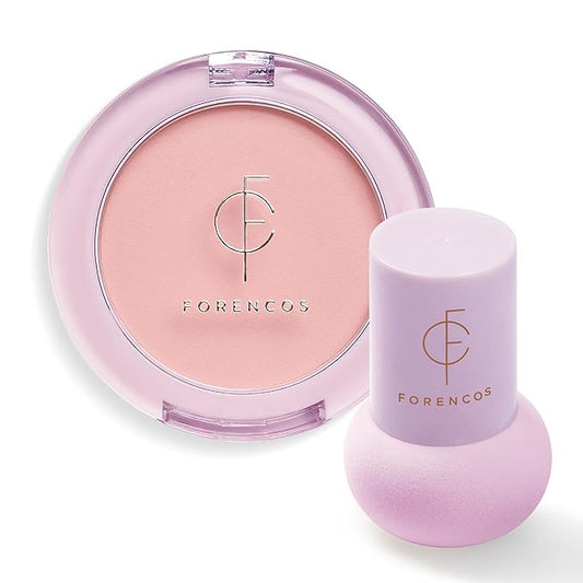 FORENCOS Matte Blush Set (Puff Included), Long Lasting Korean Blush Power, Zero Sebum Shine, Flawless Finish, Easy Blending, Lightweight & No Cakey Residue (PURE TIMIDUE)
