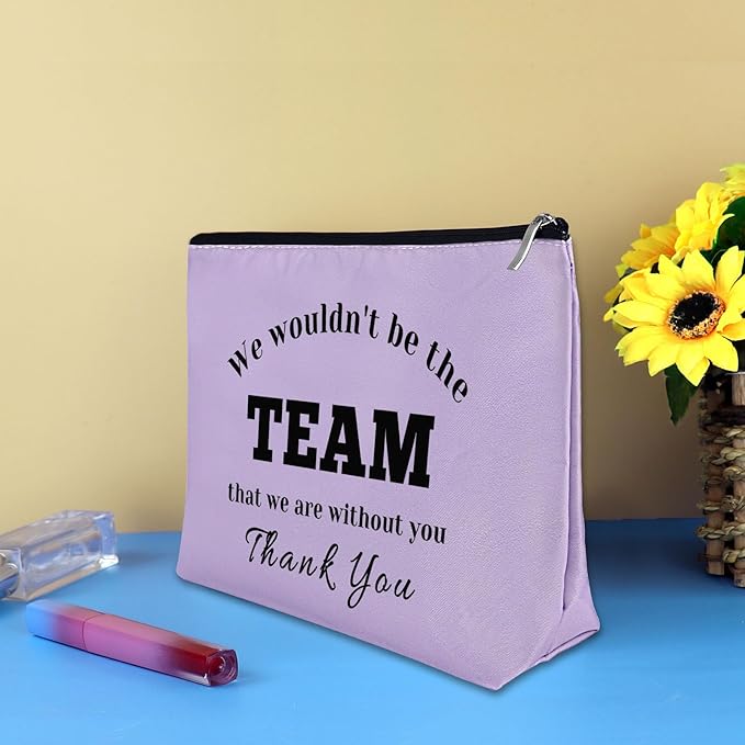 Boss Leader Appreciation Makeup Bag for Women Employee Manager Supervisor Coach - Thank You Gift Purple Cosmetic Bag for Boss Day Birthday Thanksgiving - Oxford Cloth Travel Makeup Pouch