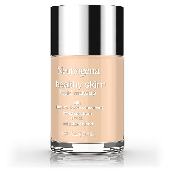 Neutrogena Healthy Skin Liquid Makeup Foundation, Broad Spectrum SPF 20 Sunscreen, Lightweight & Flawless Coverage Foundation with Antioxidant Vitamin E & Feverfew, Natural Beige, 1 fl. oz (Pack of 2)