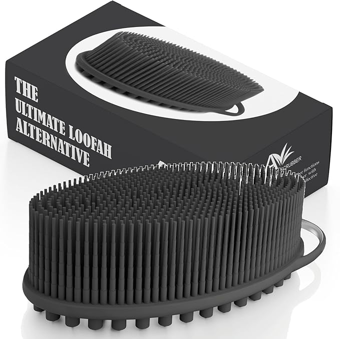 Avilana Silicone Body Scrubber – Gentle Shower Brush & Loofah Alternative – Silver-Infused Options – Fast-Drying, Hygienic, BPA-Free Silicone Body Exfoliator for Sensitive Skin, Men & Women