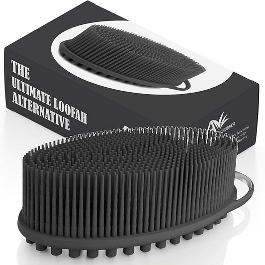 Avilana Silicone Body Scrubber – Gentle Shower Brush & Loofah Alternative – Silver-Infused Options – Fast-Drying, Hygienic, BPA-Free Silicone Body Exfoliator for Sensitive Skin, Men & Women