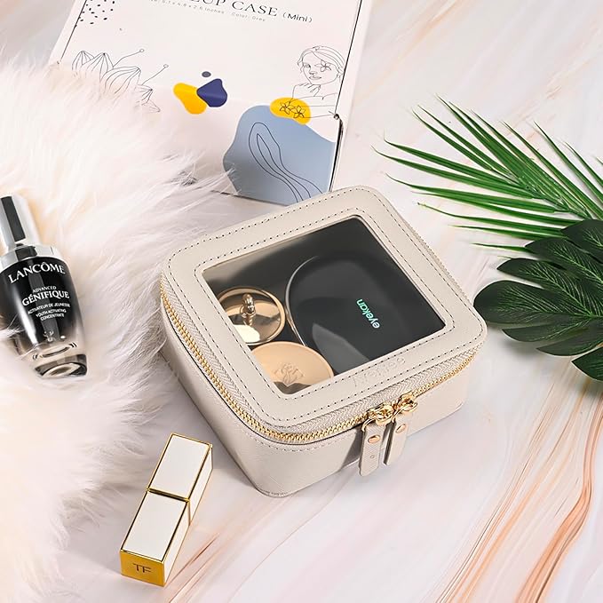 Aveniee Clear Makeup Bag Small, Mini Travel Toiletry Bag Cosmetic Bags Organizer, TSA Approved Clear Makeup Case Pouch with Zipper, Car Essentials for Women Men(Grey)