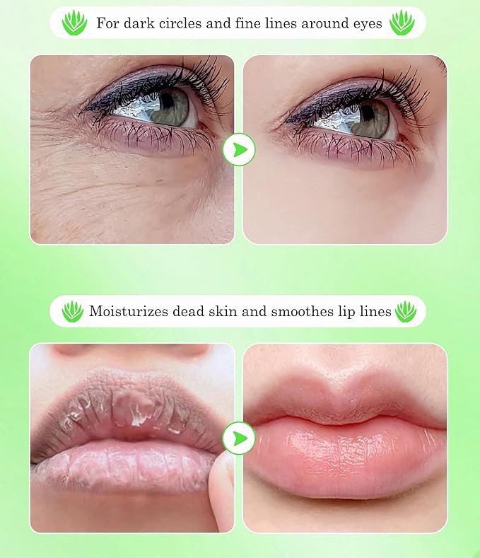 10 Pair Under Eye Mask & 10 Pair Lip Mask Skincare Set, Aloe Vera Lip Patches & Under Eye Patches for Puffy Eyes, Dark Circles, Dry Lips Lines, Deep Hydrating Moisturizing for Women & Men Skincare