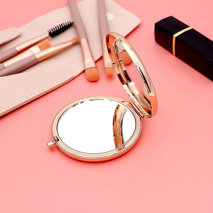 Ming Heng Niece Gift Rose Gold Travel Compact Makeup Mirror,Niece Gift from Aunt and Uncle, Graduation Gifts for Her, Niece Birthday Gift Ideas, Niece Christmas from Auntie Uncle