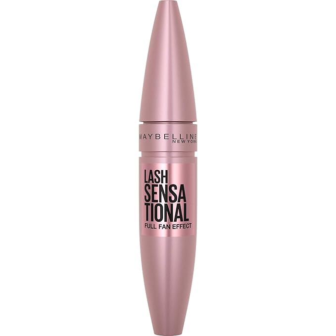 Maybelline Lash Sensational Washable Mascara, Lengthening and Volumizing for a Full Fan Effect, Blackest Black, 1 Count