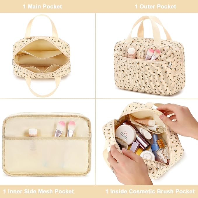 Makeup Bag for Women Cosmetic Bag Large Make Up Organizer Travel Toiletry Bags Waterproof Zipper Tote Pouch Purse for Girls