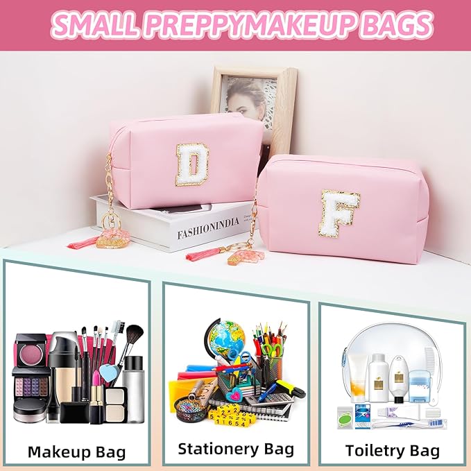 Birthday Gifts for Women Her,Travel Cute Makeup Bag,Large Capacity Cosmetic Bags for Women Makeup Pouch PU Leather Waterproof Cosmetic Bag (J, Pink)