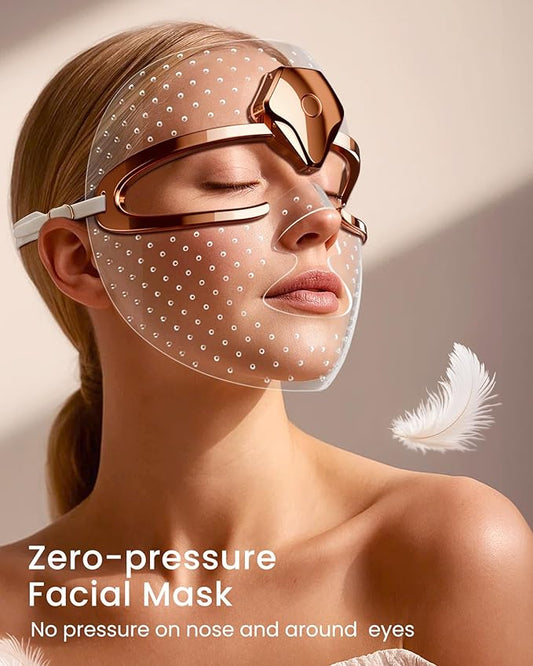 NEWKEY Ultra-lightweight Cordless Red light Therapy Mask for Face, Silicone LED Face Mask Light Therapy, Red Light for Wrinkles Blue Light for Acne, NEW PDT Technology,Timing 10-minute Treatment