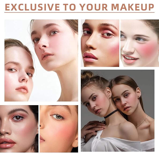 Cream Blush Stick for Cheeks, Eyes & Lips, Multi-Use Makeup Stick, Travel-Friendly Tinted Moisturizer, Natural Glow Blendable Blusher with Brush - Shy Pink