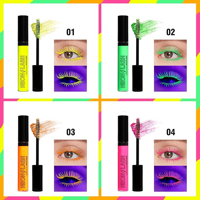6 Colors Matte Liquid Mascara Set Colorful UV Neon Mascara Pencil Pigmented Waterproof Smudgeproof Long Lasting Eye Liner Xmas Christmas Festival Makeup Gift Kit for Women