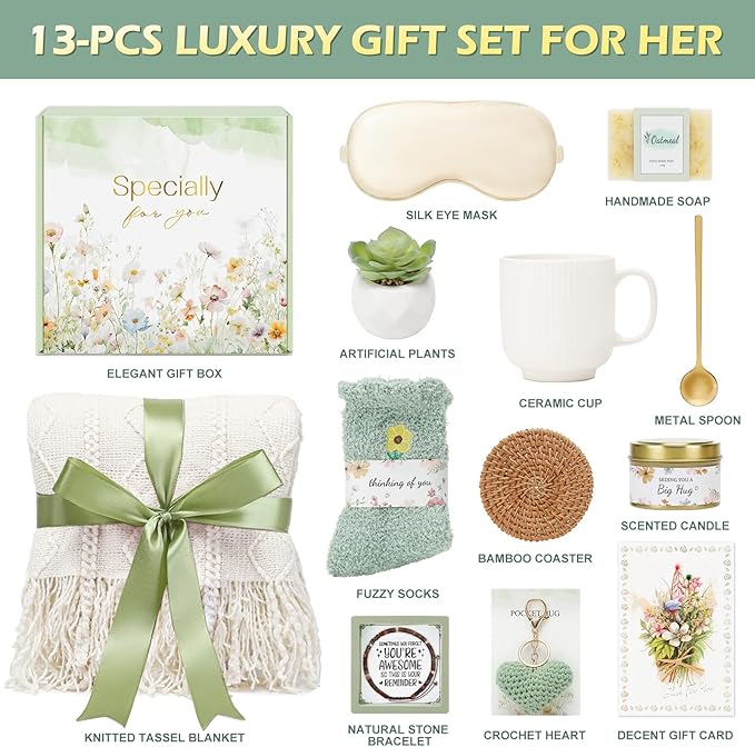Get Well Gifts for Women Self Care Gifts, Sympathy Gift Baskets Spa Gifts Set, Thinking of You Inspirational Hug in a Box Gifts for Mom Her Friend Sister Wife Girlfriend