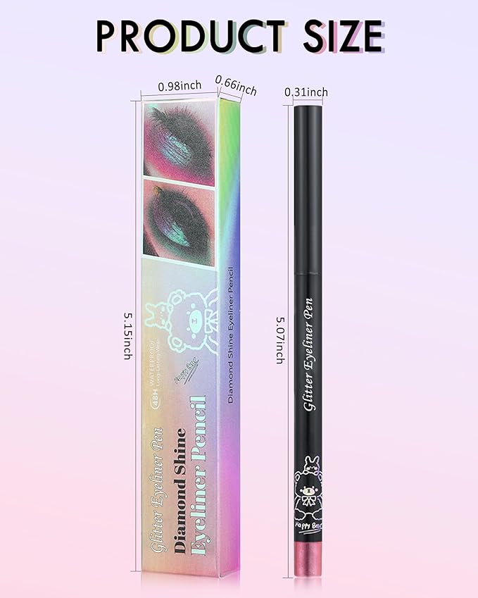 Retractable Glitter Eyeliner Pencil, Chameleon Matte Metallic Eye Liner, Waterproof Smudge-proof, Long-lasting, Highlighter Gel Eye Liner with Sharpener for Women-03