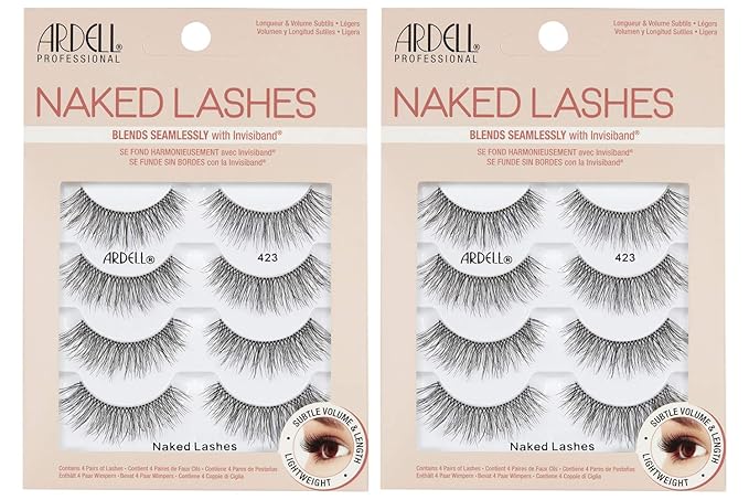 Ardell Strip Lashes Naked Lashes #423 - Natural Looking False Eyelashes for Everyday Wear, 2 Pack
