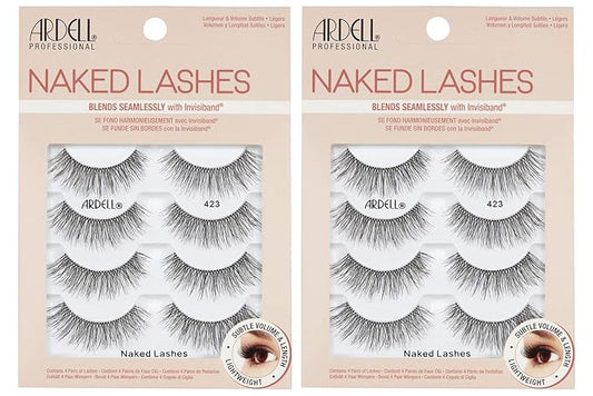 Ardell Strip Lashes Naked Lashes #423 - Natural Looking False Eyelashes for Everyday Wear, 2 Pack