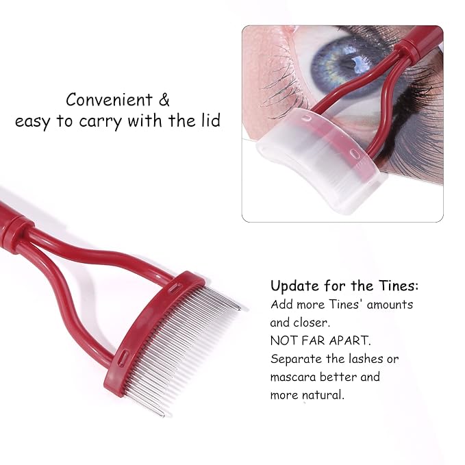 Eyelash Comb MSQ Eyelash Separator Mascara Applicator Eyelash Definer With Comb Cover Arc Designed Cosmetic Brushes Tool Red (1PCS)