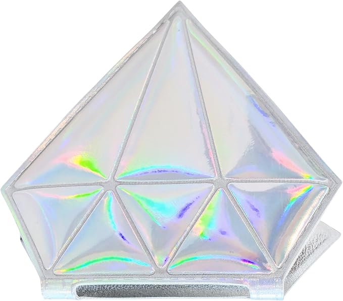 Makeup Mirror| Small Cute for Purse|2X/1X Magnifying| Your Womens Fashion| Travel Portable Slim Compact Mirror| Leather Gorgeous Elegant Iridescent Diamond Shape Women| Graduation Stylish