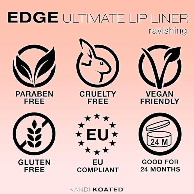 Kandi Koated Edge Lip Liner Pencil [Ravishing] Vegan Lip Liner | Paraben-Free, Cruelty-Free Formula with Vitamin E and C | Beauty & Makeup