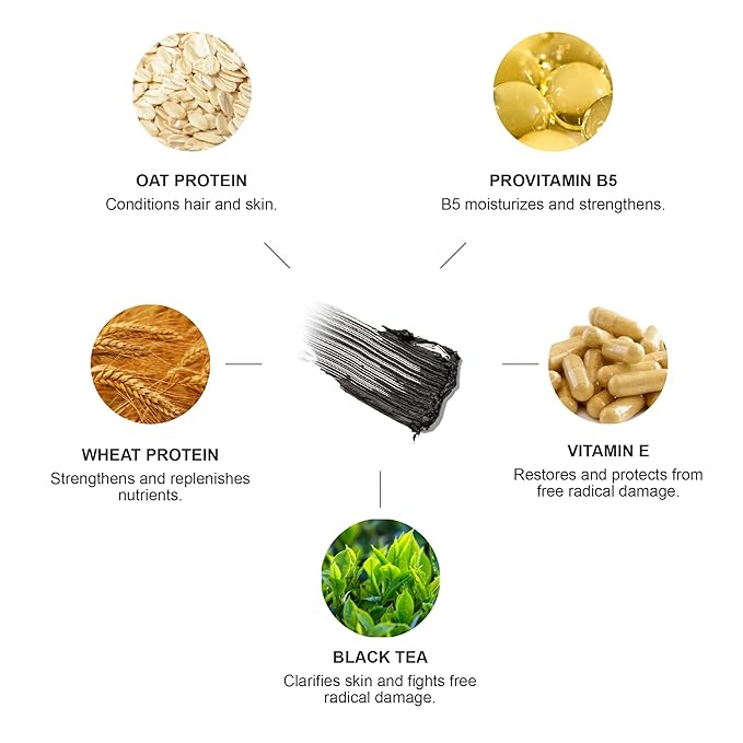 100% PURE Ultra Lengthening Mascara Dramatic Intense Volume & Length Natural Fruit Pigmented Voluminous Eyelash Makeup No Clumping, Smudging or Flaking - Vegan, Black Tea Color - 0.35 oz