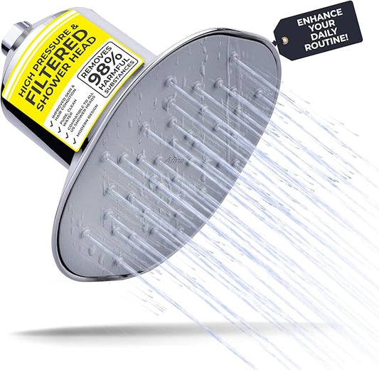 Afina Filtered Shower Head | High Pressure Shower - Reduces Dry Itchy Skin, Dandruff, Eczema, & Dramatically Improves Condition of your Skin, Hair & Nails (Chrome)