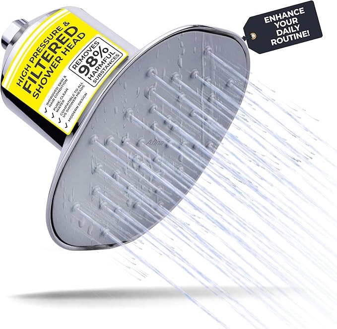 Afina Filtered Shower Head | High Pressure Shower - Reduces Dry Itchy Skin, Dandruff, Eczema, & Dramatically Improves Condition of your Skin, Hair & Nails (Chrome)