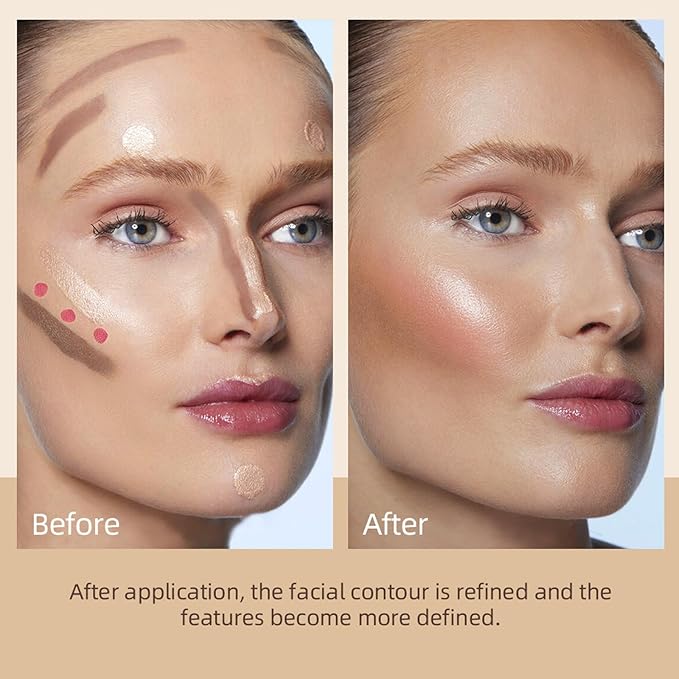 MEICOLY Soft Pinch Liquid Blush & Dewy Cheek Tint, Matte Finish Liquid Contour, Highlight Bronzer Stick Set - Pearl White Highlighter + Rose Pink Blush + Contour