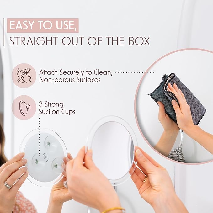 Luxo Magnifying Mirror, Small Magnifying Mirror Suction Cup (10X)