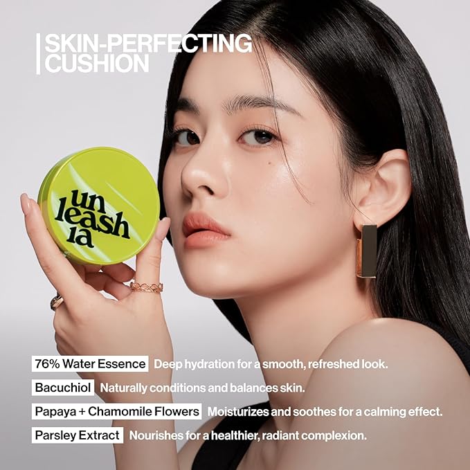 UNLEASHIA Foundation Makeup Healthy-Green Cushion Refill - 15g, Lightweight Buildable Coverage, Vegan Makeup, Natural Satin Finish(22N)