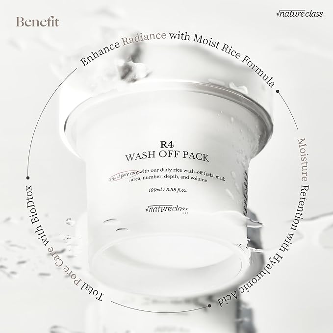 R4 Rice Wash Off Facial Mask – 4-in-1 Pore Care, Deep Cleansing, Hydrating, Exfoliates, Pore Sebum Clearing, Gentle Exfoliating Korean Skincare 3.38 Fl Oz