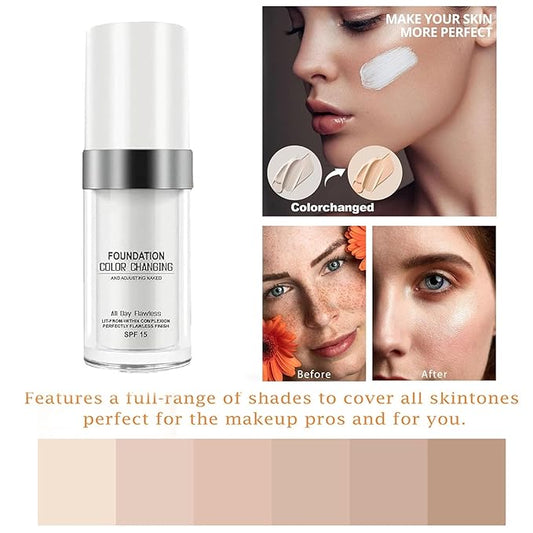 Diligentup Color Changing Foundation, Foundation Color Changing, Long-Lasting, Waterproof, Hydrating and Moisturizing (1pcs, one size)