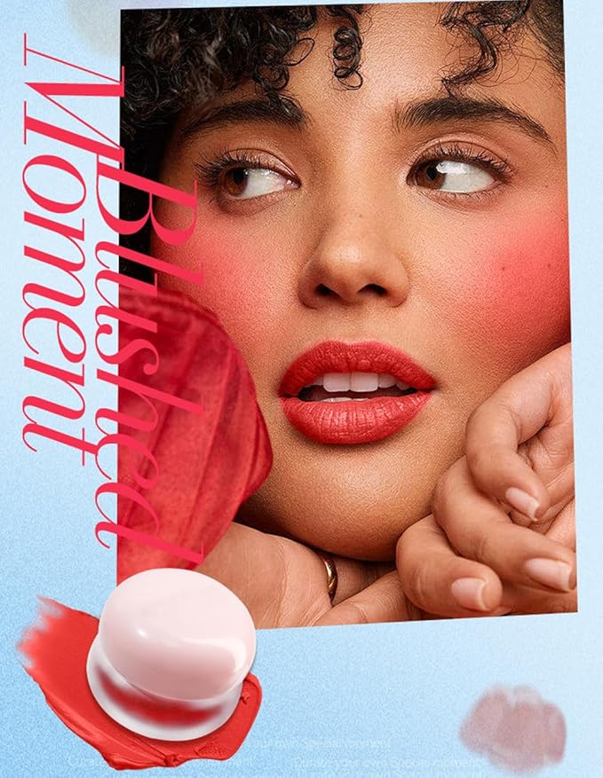 Pudding Pot for Lip and Cheek,Soft Matte Blush Blurry Makeup Blush Lipstick Multi-Use Natural Glow Face Blush Buildable Lip Tint High Pigment Long-Lasting (03#+04#)