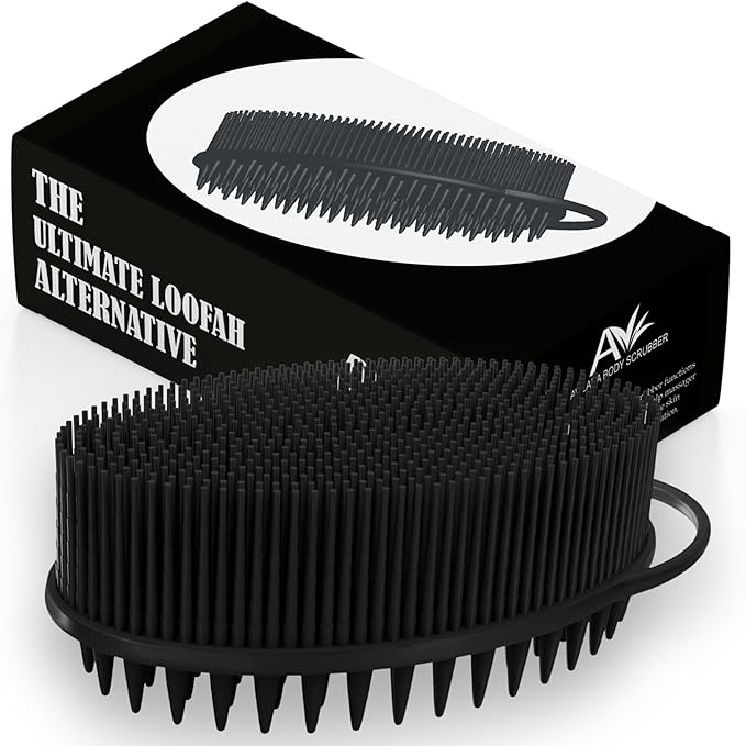 Avilana Silicone Body Scrubber – Gentle Shower Brush & Loofah Alternative – Silver-Infused Options – Fast-Drying, Hygienic, BPA-Free Silicone Body Exfoliator for Sensitive Skin, Men & Women
