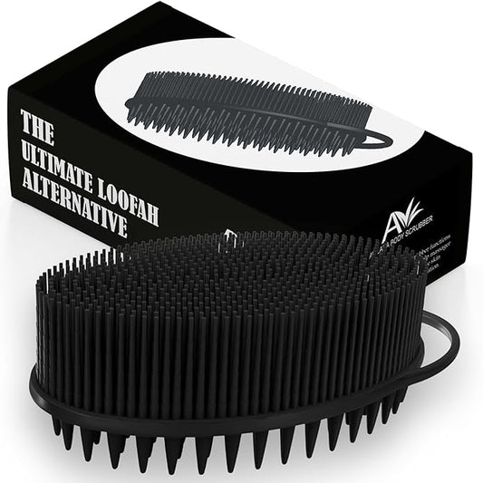 Avilana Silicone Body Scrubber – Gentle Shower Brush & Loofah Alternative – Silver-Infused Options – Fast-Drying, Hygienic, BPA-Free Silicone Body Exfoliator for Sensitive Skin, Men & Women