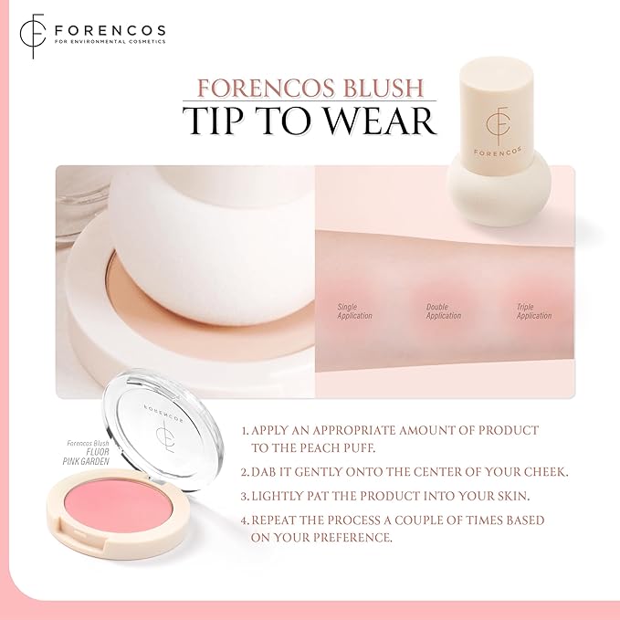 Forencos Matte Pink Blush Set (Puff Included), Long Lasting Korean Blush Power, Zero Sebum Shine, Flawless Finish, Easy Blending, Lightweight & No Cakey Residue (FLOUR PINK)