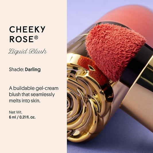 Winky Lux Cheeky Rose Liquid Blush, Gel-Cream Blush with Buildable Color, Lightweight Velvet Finish for Long Lasting Color, Deep Coral, Darling