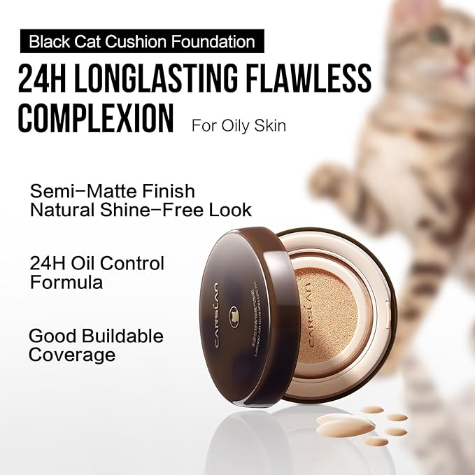 Lasting Air Cushion Cream Face Foundation Makeup, Lightweight, Medium to Full Coverage, Semi-Matte, Long-Lasting Oil Control Finish Foundation, P01 Fair Pink For Oil Skin (Refill Included)