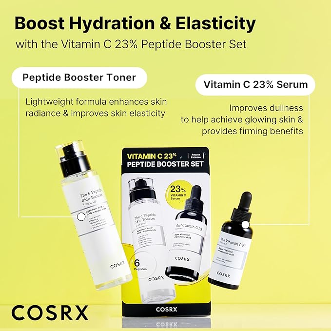 COSRX Vitamin C 23% Peptide Booster Set - Amazon Exclusive - Korean Skin Care Set, Stocking stuffers for women, Vitamin C Serum, Face Serum