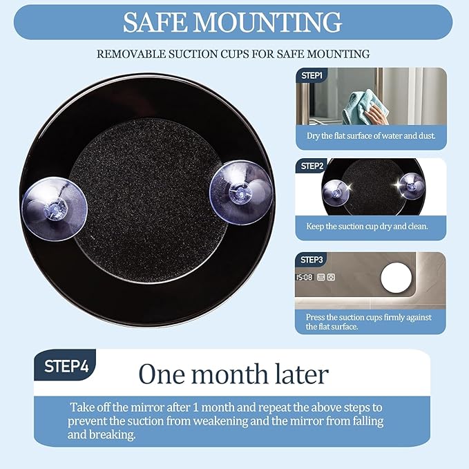 Magnifying Mirror Set, 10X/20X/30X Magnification, 3.5 Inch, 3-Piece, Black