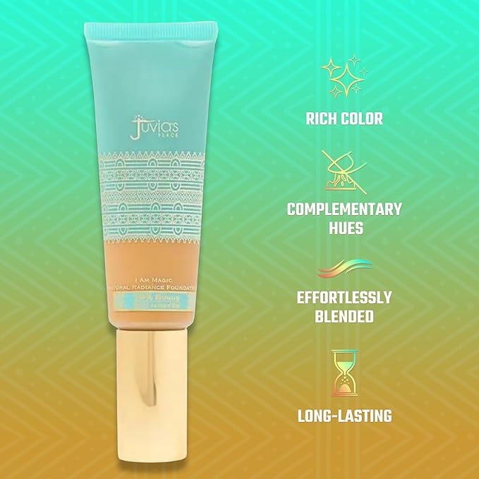 Juvia's Place I Am Magic Natural Radiance Foundation - 515Bombay - Full Coverage Liquid Foundation Makeup for Dry, Mature, Aging, and Combination Skin - Lightweight Longwear Base with Radiant Finish