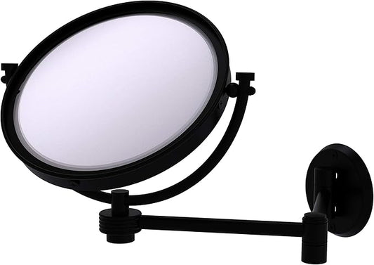 Allied Brass WM-6G/3X-BKM 8 Inch Wall Mounted Extending 3X Magnification with Groovy Accent Make-Up Mirror, Matte Black