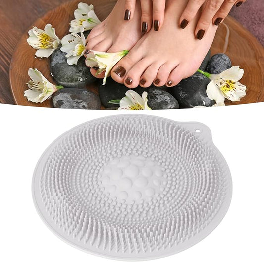 Foot Massage Pad Rubber Shower Brush Adsorbent Mini Scrubber Foot Scrub Pad Exfoliating Soothing Tired Feet Clean Reuse Home Travel(Light Grey)
