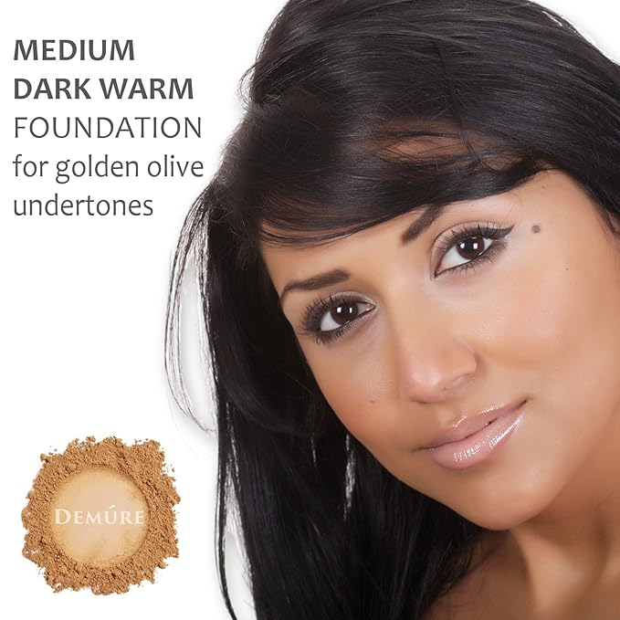 Demure Mineral Make Up, Medium Dark Warm Mineral Foundation Makeup, Concealer Makeup, Natural Makeup Made with Pure Crushed Minerals, Loose Face Powder.