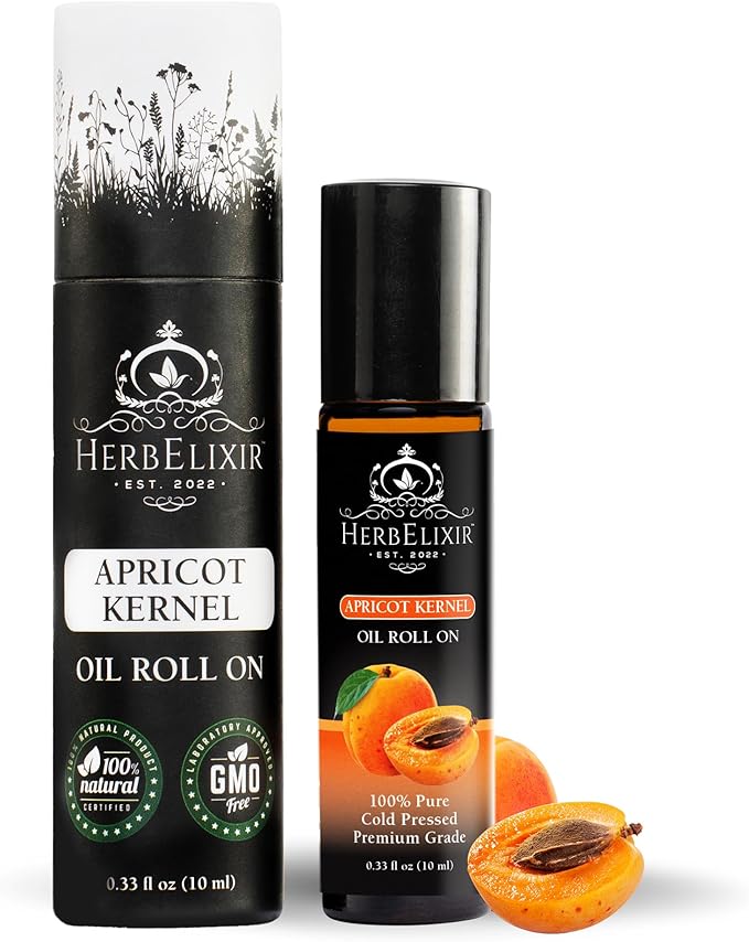 Apricot Kernel Facial Oil Roll On (10ml) Vitamin E Oil for Skin Face Roller or Ayurveda Skin Care, Vitamin E Oil for Face & Eye Roller, Facial Roller or Roller for Face and Skin Oil